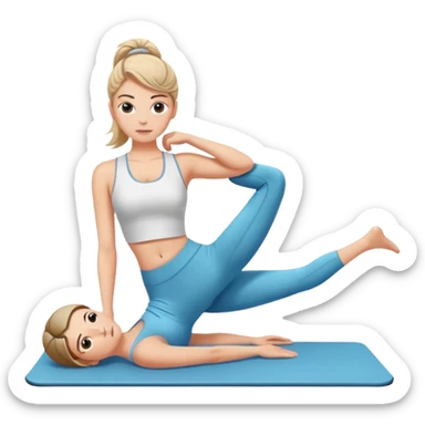 White Girl doing pilates sticker