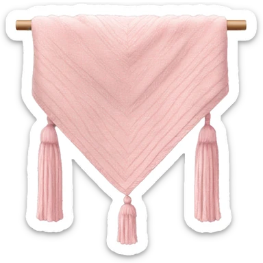 Light pink blanket with pink tassels, folded, chevron texture sticker