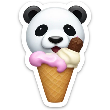 Panda eating ice cream sticker