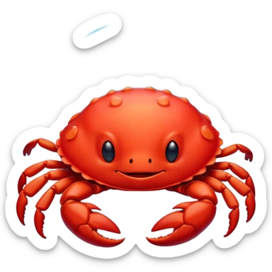 Meme-Worthy Cute Sleeping Red Crab Portrait Emoji, Head resting peacefully with a contented smile, showcasing a robust, vivid scarlet carapace and softly closed eyes in serene slumber, Simplified yet adorably endearing features, highly detailed, glowing with a soft, drowsy ocean light, high shine, relaxed and utterly lovable, stylized with an air of playful laziness, soft glowing outline, capturing the essence of a sleeping red crab that feels destined to become the next viral icon of adorable rest! sticker