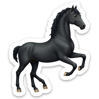 Black full horse two legs up emojis  sticker