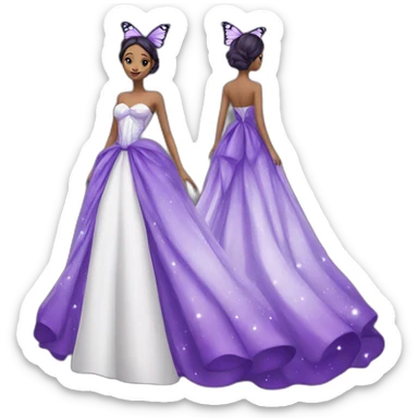 purple and white butterfly inspired gown dress sticker