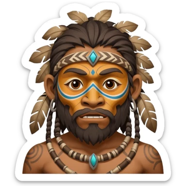 cave man with ritual mask sticker