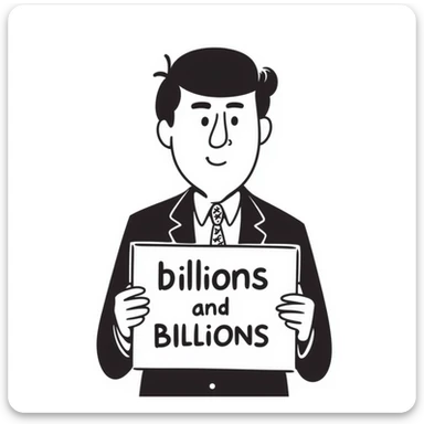 President Trump holding a sign that says 'billions and billions' sticker