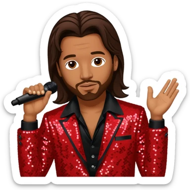 Kevin Thornton, R&B Singer (b. 1969) from Color Me Badd with long dark brown hair, red sequin outfit sticker