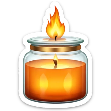 aesthetic scented candle with flame in a decorative glass jar sticker