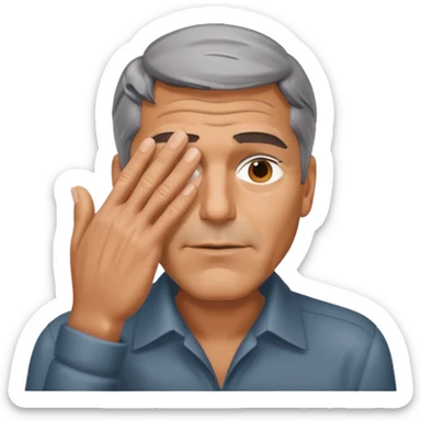 George clooney covering his eyes with his hand sticker