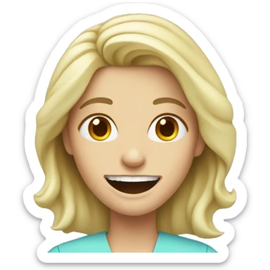 blonde woman dentist with braces sticker