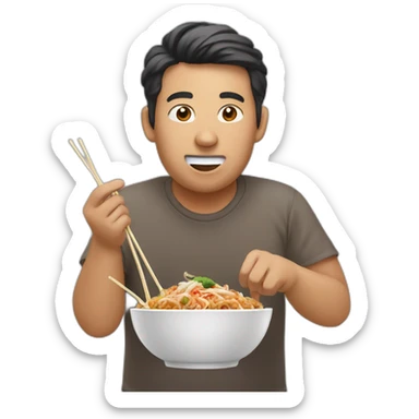 person eatting pad thai sticker