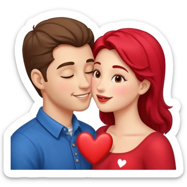 a man and a woman kissing with hearts sticker
