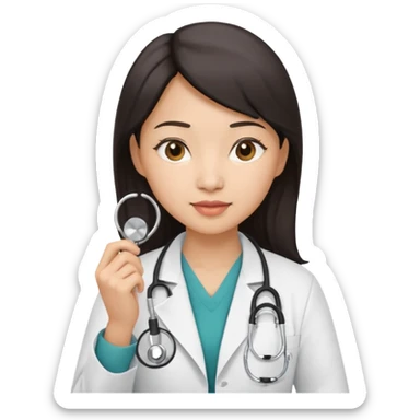 asian woman doctor with stethoscope removal sticker