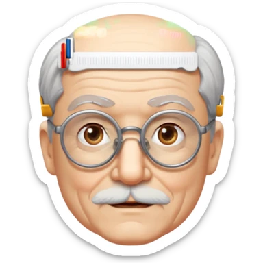 old man white neutral face with eyewear without moustache sticker