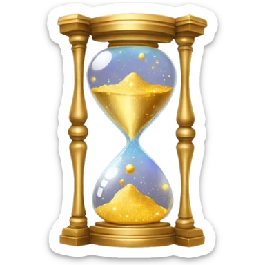 Gilded sparkling shimmering hourglass with nebula galaxy golden gold melting inside sticker