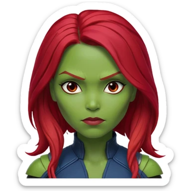 gamora from Guardians of the Galaxy movie , red hair sticker