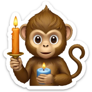 candle-holding monkey sticker