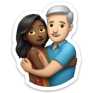 White man hugging pretty indian lady sticker