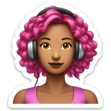 Mulher com cabelo loira com fone gamer rosa sticker
