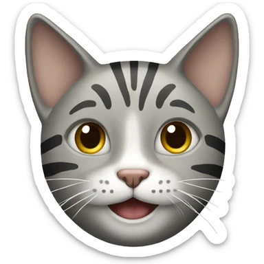 striped gray cat smiling sticker