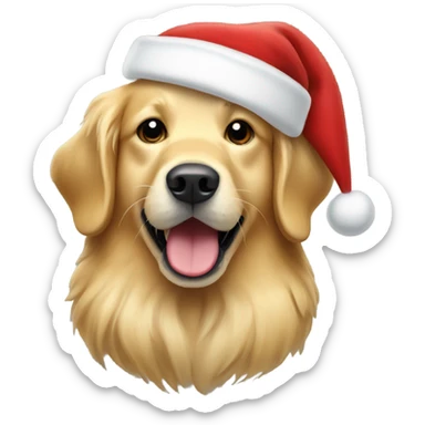 Golden retriever with Santa hat sticker