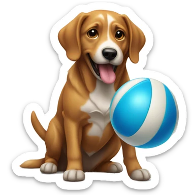 Dog playing fetch in pool sticker