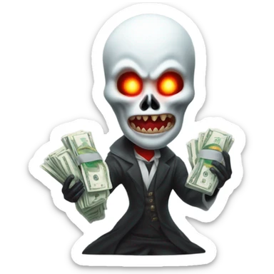 Ghost mixed with a red demon with money and a trophy sticker