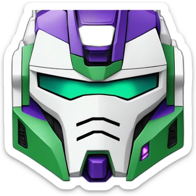 purple and green gundam rx-78-2 face sticker