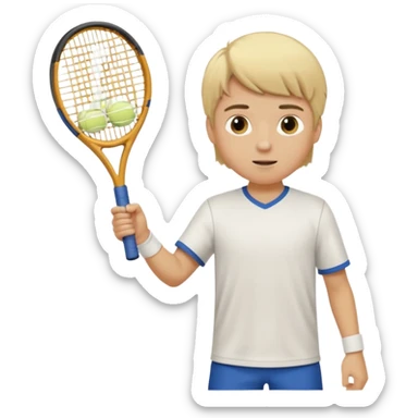 Chico  rubio bajo el sol jugando tenis sticker