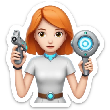 woman with portal gun sticker