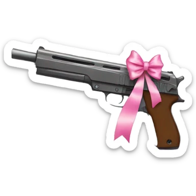 gun with pink bow  sticker