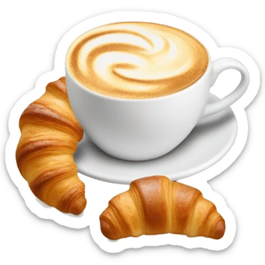 Cup of cappuccino with croissant sticker