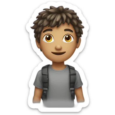 boy with a rat head sticker