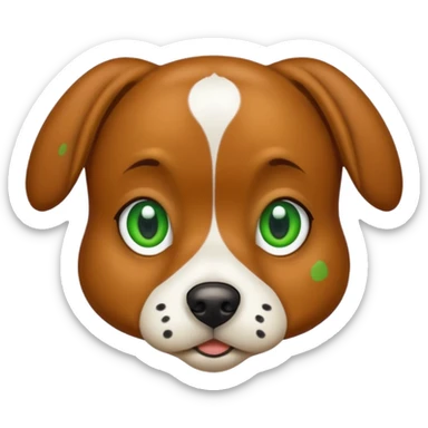 Brown dog with big green eyes and white spots on chest  sticker
