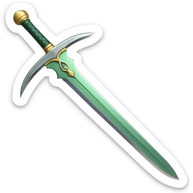 Double-edged arched sword with green color sticker