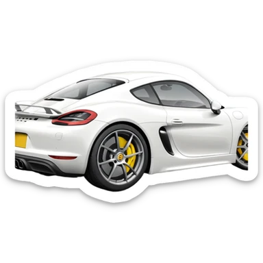 Matte White colored exterior 2024 Porsche 718 Cayman GTS 4.0 with yellow ceramic brake calipers and dark silver anthracite rims sticker