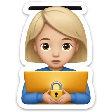 computer screen with a lock and a child figure sticker