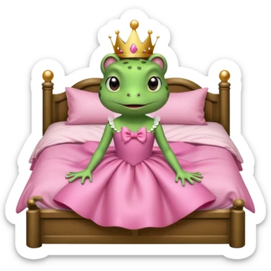 princess frog on bed pink bow with a pink dress cute girly pop sticker