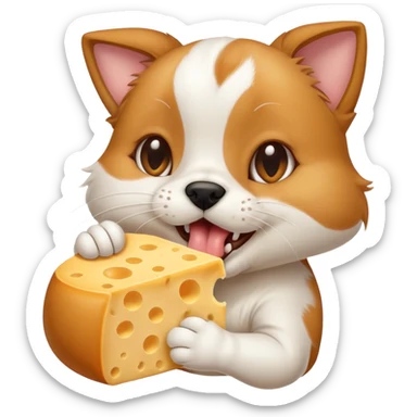 A dog licking chees off a cats foot sticker