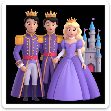 prince and princess disny dress close up photo in castle sticker