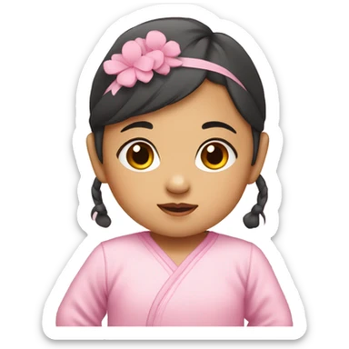 An  Asian  baby  girl  dressed  in  pink. sticker