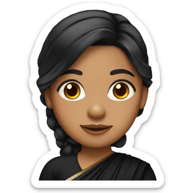 Light skin black long hair girl wearing black saree sticker