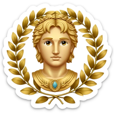 Laurel wreath Alexander golden statue sticker