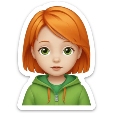 orange hair girl baby green outfit sticker