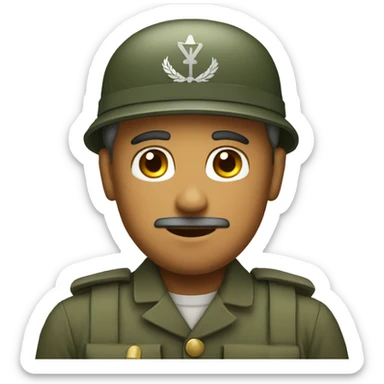Military Man wearing  gas mast  sticker