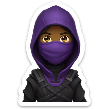  ninja con ropa futurista de color negra y morada sticker
