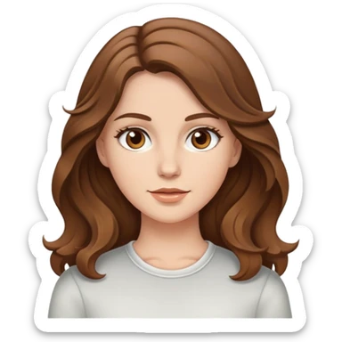 Chica blanca con cabello ondulado marrón y ojos café medio claro sticker