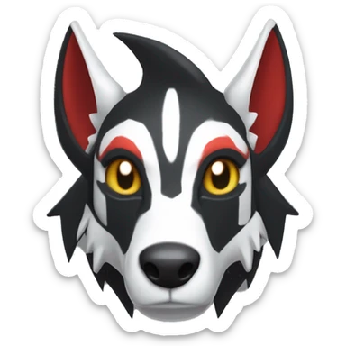 Black Cool Edgy Sergal-Houndoom-Fakémon  with White and Red Edgy markings sticker