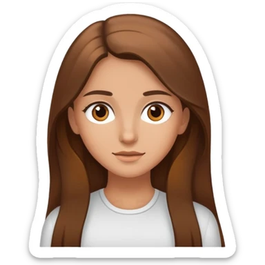 Tall slightly tan girl with long brown hair and brown eyes sticker