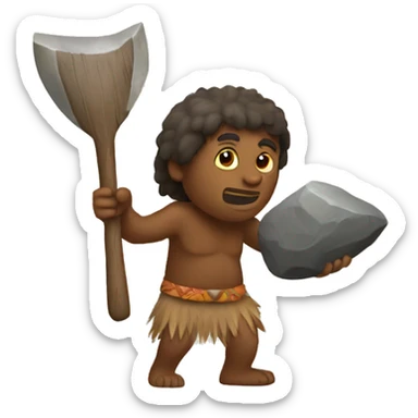 Aborigine with stone axe hunting sticker