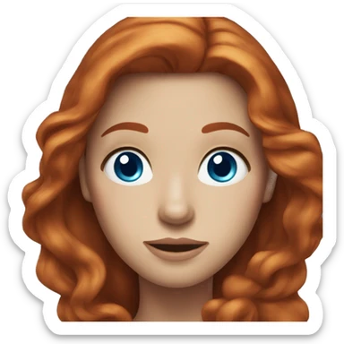 Redhead woman  with long hair blue eyes freckles sticker