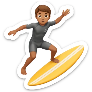brown haired boy surfing on the waves  sticker